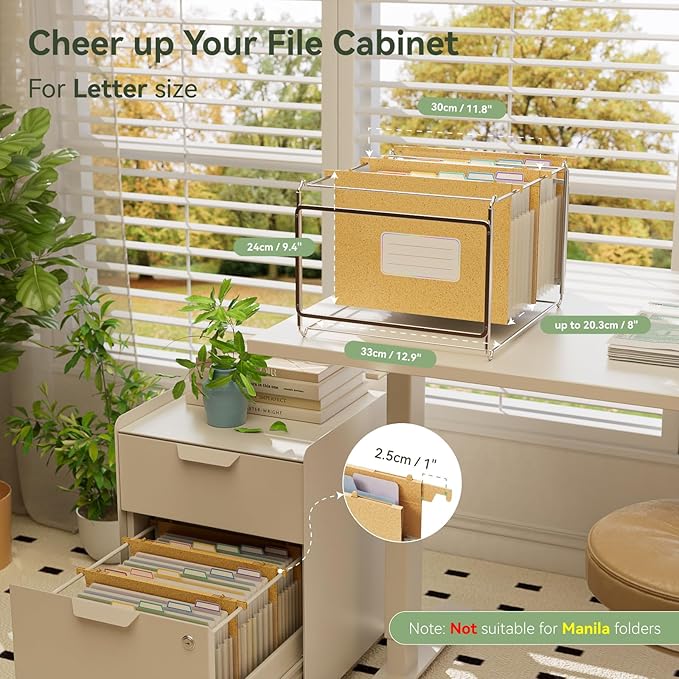 EcoStash Wheat Straw Expanding Hanging File Folders,1.2" Accordion Pockets File Organizer, Large Capacity, Letter Size for Filing Cabinet, 100% BPA Free, Return to Nature, Healthy Living- Wheat Yellow
