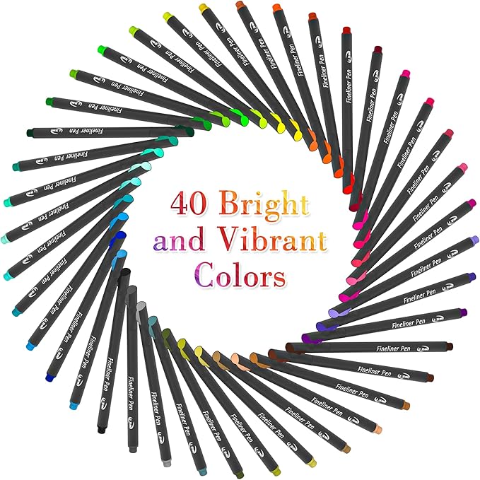 Tebik 45 Pack Planner Colored Pens, 40 Colors Pens with 5 Stencils, Fineliners for Journal Planner Note Calendar Writing Coloring, Drawing, School Office Art Supplies
