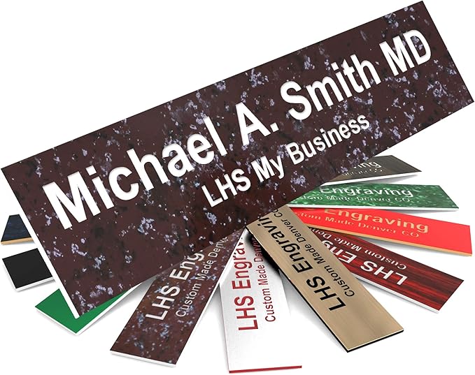 Engraved Name Plates for Door Sign Personalized Cranberry Marble Pattern Plastic Plaque with White Letters - Made in USA 2x4 S5