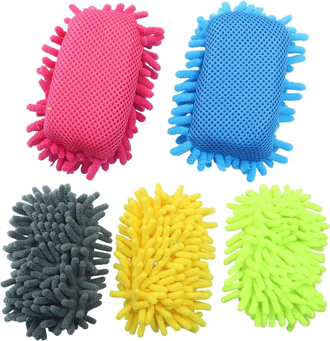 Biaungdo 5 Pack Washable Whiteboard Eraser, Microfiber Shag Dry Eraser for Classroom Teacher Supplies, Office, Home(Grey, Blue, Green, Yellow, Pink)