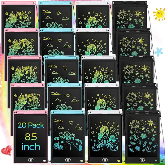 Zhehao 20 Pack LCD Writing Tablet for Kids: 8.5 Inch Colorful Drawing Doodle Boards - Reusable Erasable Doodle Board Educational Learning Toys Gifts for Toddlers Ages 3-8 Party Favors(Pastel,Cute)