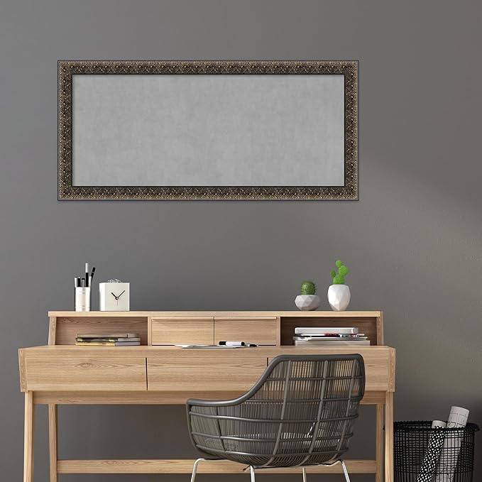 Amanti Art Black Framed Magnetic Board 25x53 Oversize Vision Board for use with Magnets, 100% Metal Sheet to Display Items as Office Decor or for Home Organization in mudroom, Kitchen or Kids Room