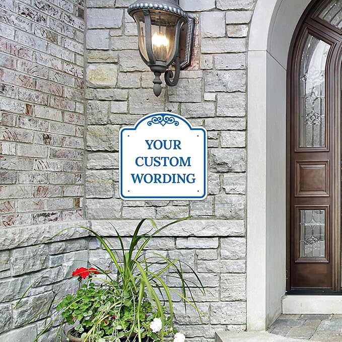 Custom Decorative Sign, Personalized Metal Sign for Business, Driveway, Home, Airbnb, Office Door Plaque, White Background 18x18 Inches, ACM, Fade Resistant, Made in USA