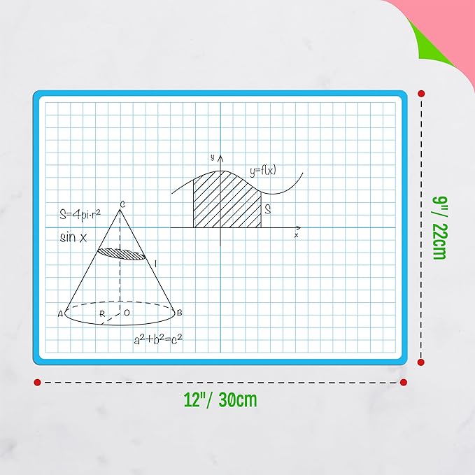 8 Packs XY Axis Graph Dry Erase Board, Double Sided Dry Erase Board Writable and Erasable Math Learning White Board for Kids, Students, Classroom and Home (Each Measures 12” x 9”)