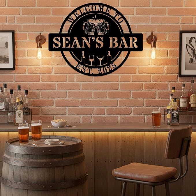 Custom Bar Sign Personalized Name Bar Wall Decor for Home Pub Party Club Lounge Man Cave Backyard Bar Gifts