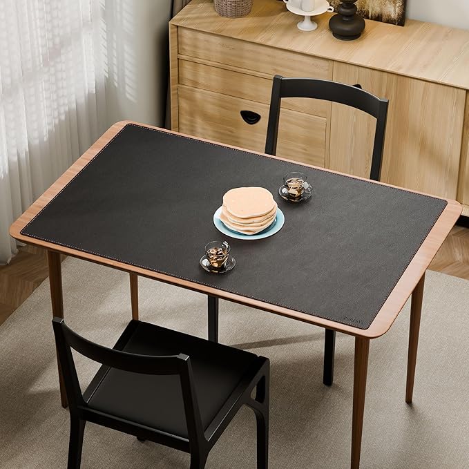 ZORESYN Leather Desk Mat 43.3 x 27.6 Inch (Black) for Office & Home - Extended Widen Mouse Pad, Waterproof Faux Leather Desk Pas with Non-Slip Base