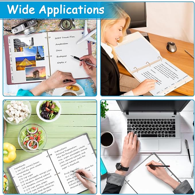 Binder Dividers for 3 Ring Binder, 1/5 Cut Tabs, Letter Size, Blank Write On Page Dividers with 5 Big Tabs for School Office Home, 4 Sets, 20 Dividers, White