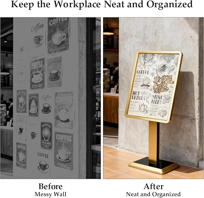 lesolar Display Menu Stand, 21x29 Inch Heavy Duty Aluminum Pedestal Sign Holder, Adjustable Floor Standing Sign Holder for Vertical and Horizontal View Display for Malls, Schools, Restaurants