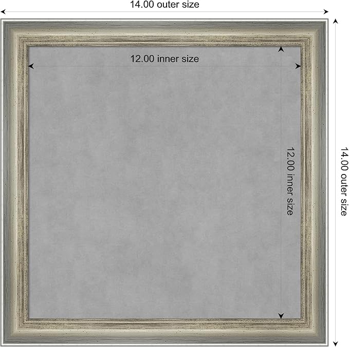 Amanti Art Silver Framed Magnetic Board 14x14 X-Small Vision Board for use with Magnets, 100% Metal Sheet to Display Items as Office Decor or for Home Organization in mudroom, Kitchen or Kids Room