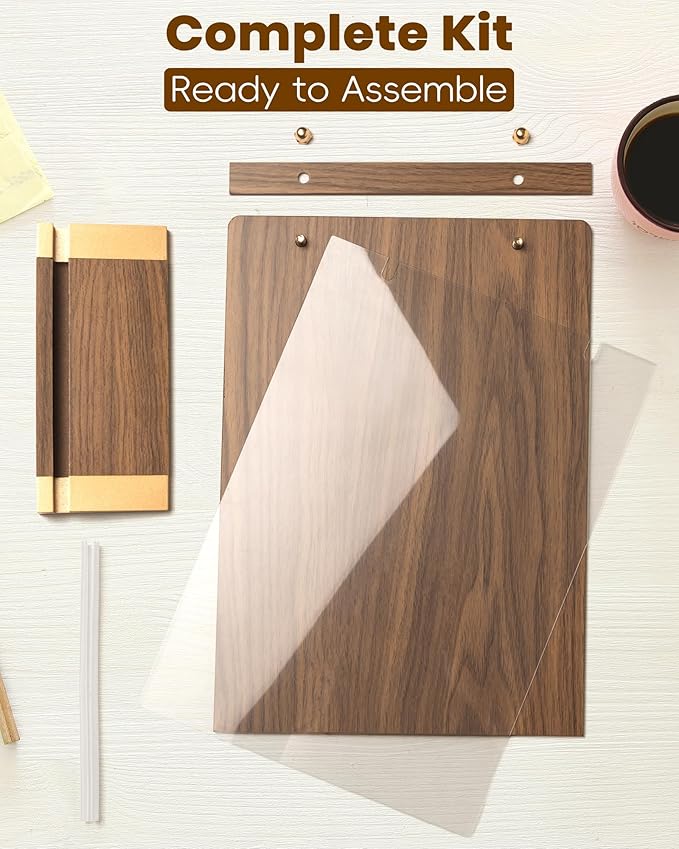 EliteSign 1PK Acrylic Sign Holder 8.5 x 11 with Walnut Wood Base, Clear Plastic Commercial Display Stand for Menu, Poster, Flyer, Table Paper Frame for Restaurant, Office, Store, Bar, Wedding