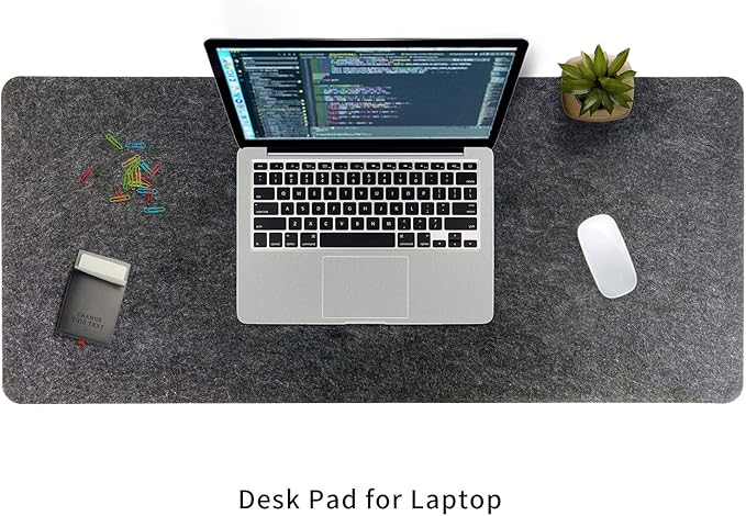 Felt Desk Mat,35.5" x 15.8" Inches,Large Keyboard Mat,Wool Desk Pad, Extra Large Felt Mouse Pad for Computers,Laptops, Offices and Homes. (Dark Gray)