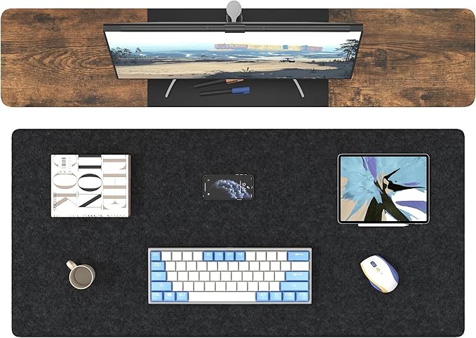 DAWNTREES Large Felt Desk Mat, 40''x16'' Full Desk Mouse Pad, Office Computer Desk Mat for Keyboard,100X40cm Felt Desktop Mat for Desk Pad Protector