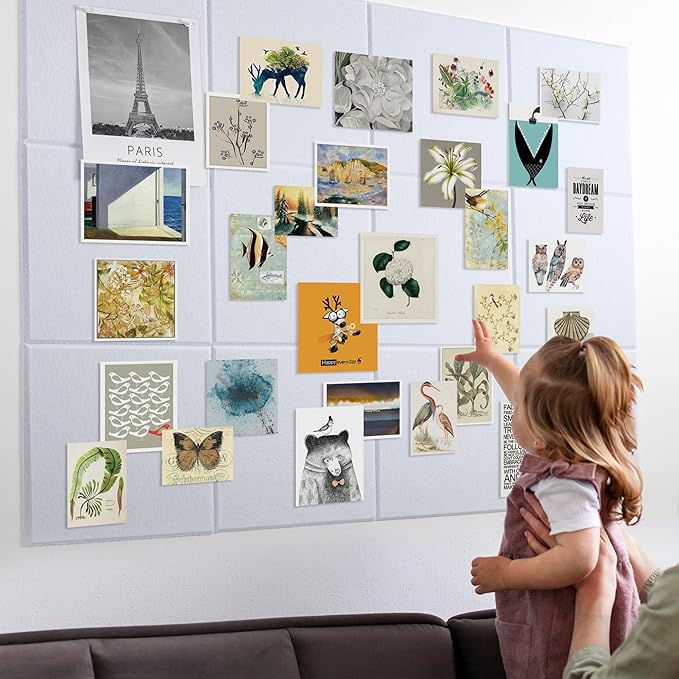 AKTOP White Cork Bulletin Board 47"x35", 12 Pack Removable Felt Cork Board Tiles for Wall, Large 48 x 36 Bulletin Board Notice Pin Board for Office, School & Home, 48 Safe Adhesive Tabs, 20 Push Pins