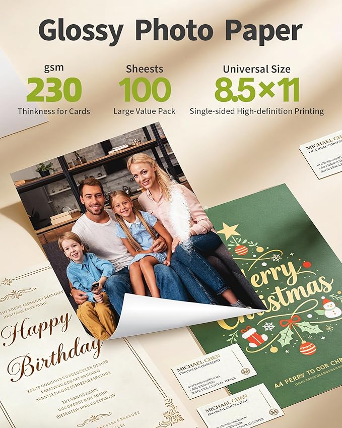 Uinkit Glossy Photo Paper 11.1mil 230g For Inkjet Printer Only (8.5X11X50)