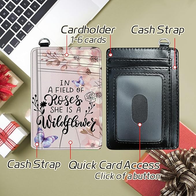 BWEGRHE Small Travel Wallets, Sakura Butterfly Slim Minimalist Front Pocket Wallet with Wristlet, RFID Blocking PU Leather Credit Card Holder with ID Window Change Purse for Men Women