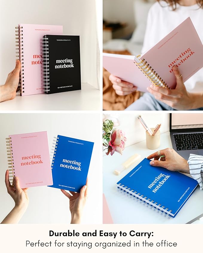 Lamare Meeting Notebook for Work Organization – Perfect Work Notebook for Note Taking, Meeting Planner and Office Supplies for Men & Women