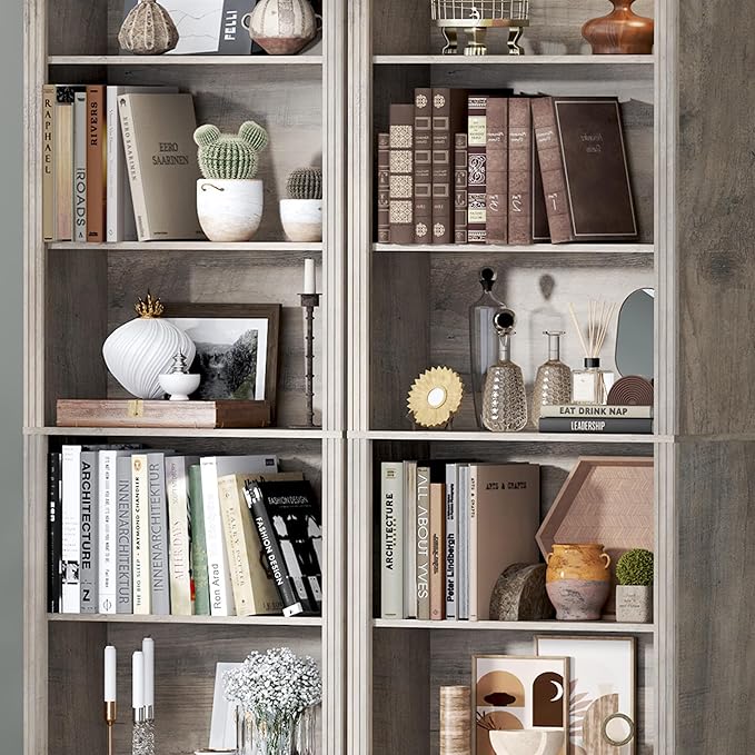 BORNOON 75" Tall Bookshelf, 6-Tier Floor Standing Bookcase with Adjustable Shelves, 24" Wide Open Storage Shelf, Modern Display Organizer for Home Office, Living Room, Bedroom, Study