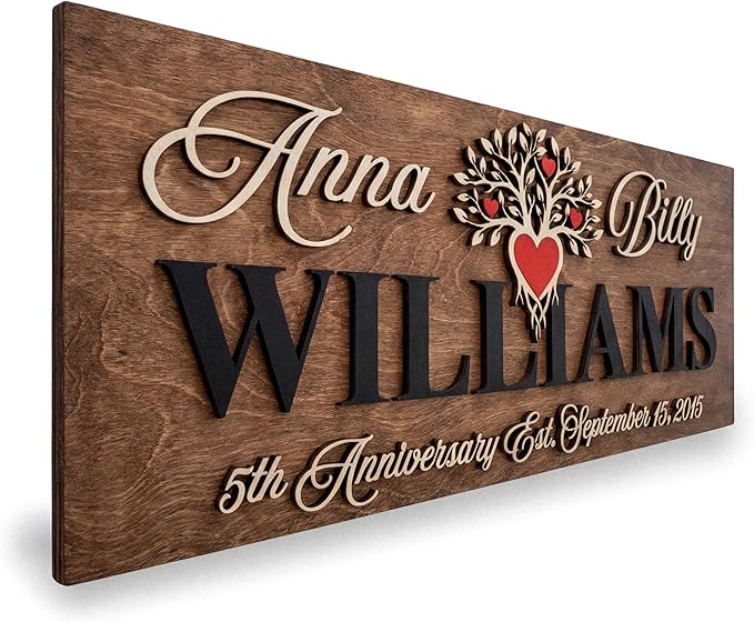 Custom Family Name Sign | Personalized Wooden Wedding Gift | Rustic Last Name Wood Plaque | Established Date Sign |Аnniversаrу (Williams)
