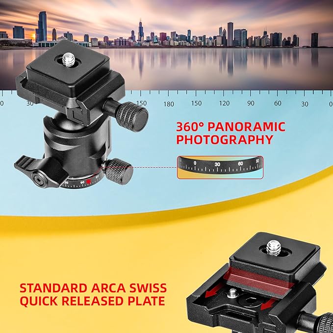 Zeadio Heavy Duty Metal Tripod Kit with Arca Ball Head - Universal Phone Vlogging Kit, Cell Phone Stand & Travel Tripod for iPhone/Android, Camera, Gimbal, Action Cam etc