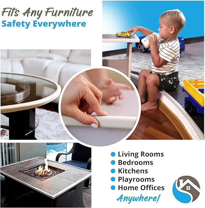 Premium 12ft Edge Protector for Baby, Odorless & Waterproof Edge Protector with 3M Adhesive Tape, Non-Toxic to Baby Proof Corners and Edges, Wall Corner Protector & Desk Edge Cushion Beige