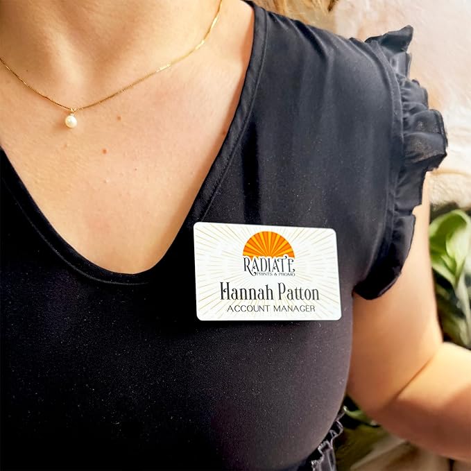 Custom Name Tag Full Color with Logo | Magnetic Back Name Badges for Business | Metal Name Tags ID Badge for Employees | Personalized Name Tags | Magnetic Name Tags Personalized | 3x2