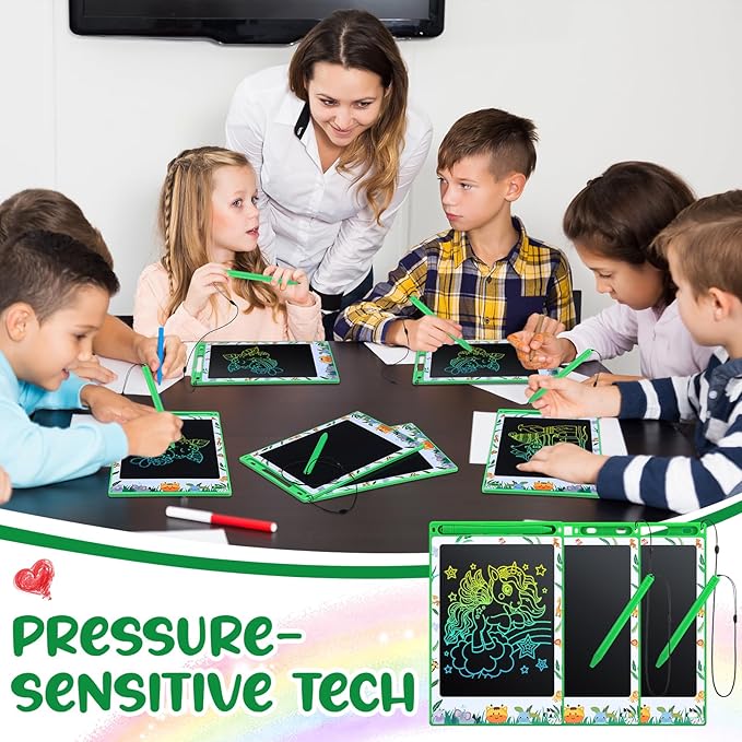 Zhehao 20 Pack LCD Writing Tablet for Kids: 8.5 Inch Colorful Drawing Doodle Boards - Reusable Erasable Doodle Board Educational Learning Toys Gifts for Toddlers Ages 3-8 Party Favors(Green,Stylish)