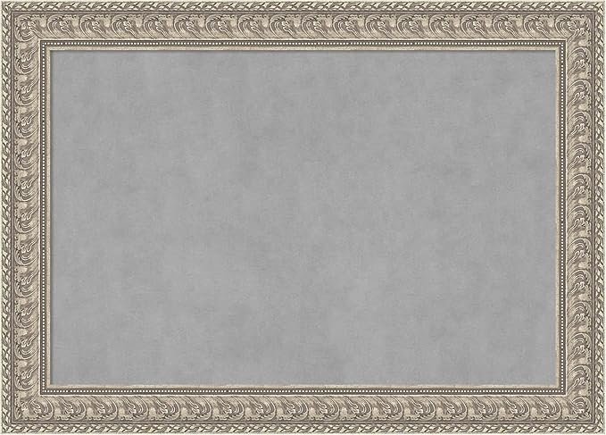 Amanti Art Silver Framed Magnetic Board 31x43 Large Vision Board for use with Magnets, 100% Metal Sheet to Display Items as Office Decor or for Home Organization in mudroom, Kitchen or Kids Room