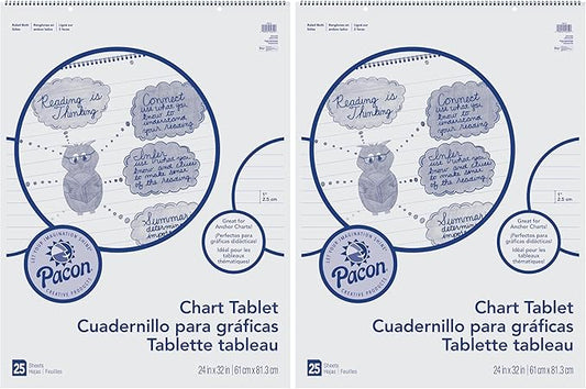 Pacon® Chart Tablet, 24" x 32", 1" Ruled, 25 Sheets (Pack of 2)