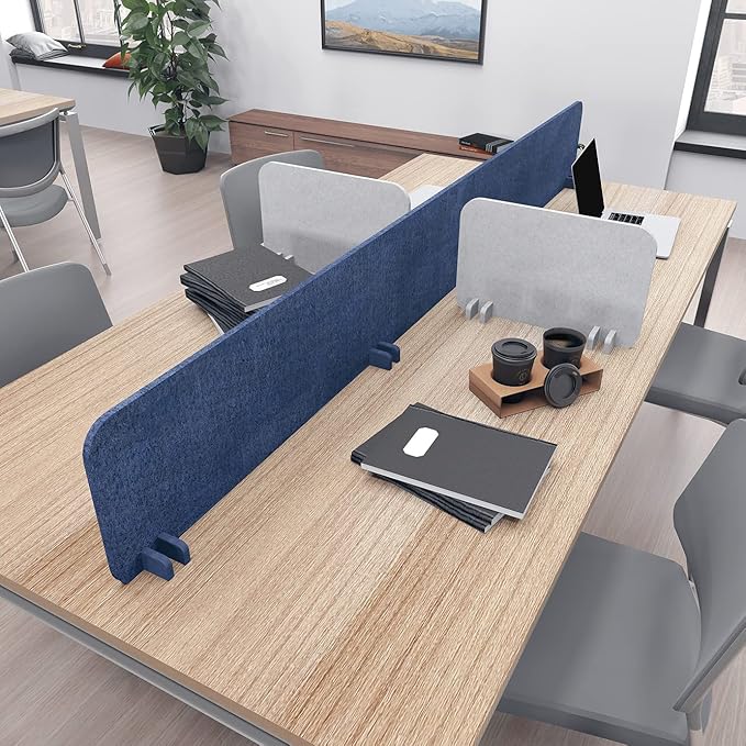 Escape 12" Freestanding Desk Divider | Eco-Friendly Acoustic Privacy Screen | Noise Reducing Desk Partition | 47" Wide | Black