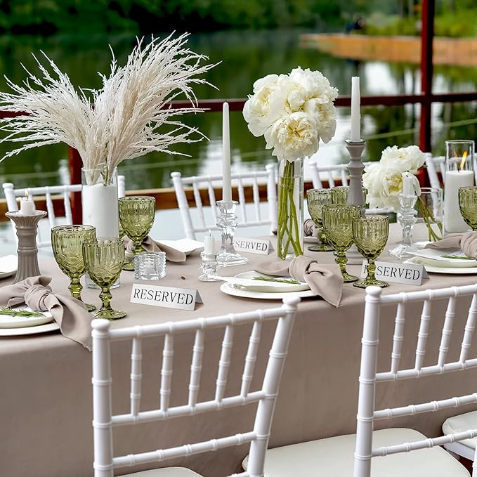 Peryiter Metal Reserved Table Signs Metal Reserved Sign Double Sided Table Stand Tents Seating Tent for Wedding Restaurant Ceremony, 5.91 x 3.15 Inch(Silver,24 Pcs)