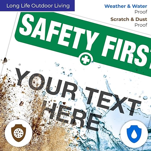 Custom Safety First Sign, OSHA Sign, 24x30 Inches, Rust Free .063 Aluminum, Fade Resistant, Indoor/Outdoor Use, Made in USA