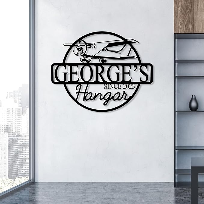 Personalized Metal Airplane Wall Art, Airplane Name Sign, Customized Pilot Name Sign, Airplane Hangar Sign Decor, Aviation Home Office Decor, Large Outdoor Decor, Pilot Gifts, Aircraft Lovers Gift
