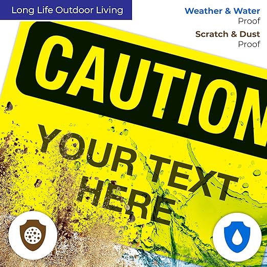 Custom Caution Sign, OSHA Sign, 10x7 Inches, Rust Free .040 Aluminum, Fade Resistant, Indoor/Outdoor Use, Made in USA by Signs