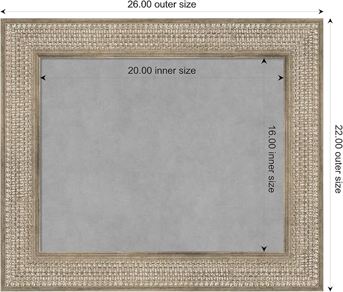 Amanti Art Silver Framed Magnetic Board 22x26 Small Vision Board for use with Magnets, 100% Metal Sheet to Display Items as Office Decor or for Home Organization in mudroom, Kitchen or Kids Room