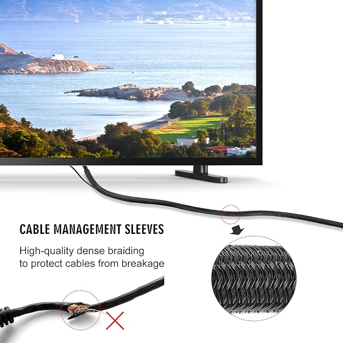 Moxita 10ft - 1/4 inch Cord Protector Cable Sleeve Split Wire Loom Tubing for Power Cord Audio USB Cable, Cord Sleeve Cable Management for TV Computer, Cord Protectors from Pets Chewing, Black