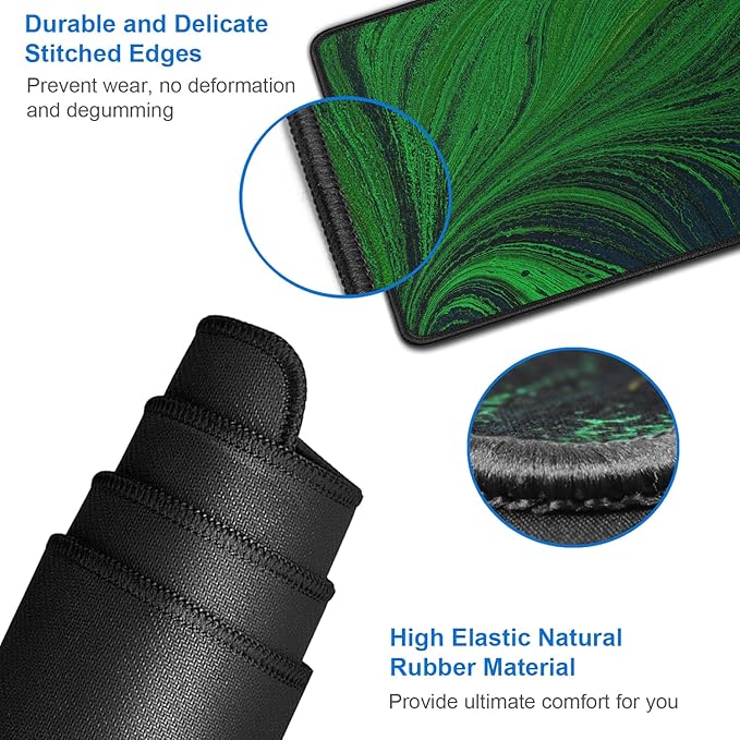 Large Mouse Pad, 31.5x15.7 inch Large Extended Computer Keyboard Mouse Mat, Water Resist Non-Slip Mousepad Rubber Base Long XXL Desk Mouse Pad for Work & Gaming, Office & Home, Dark Green