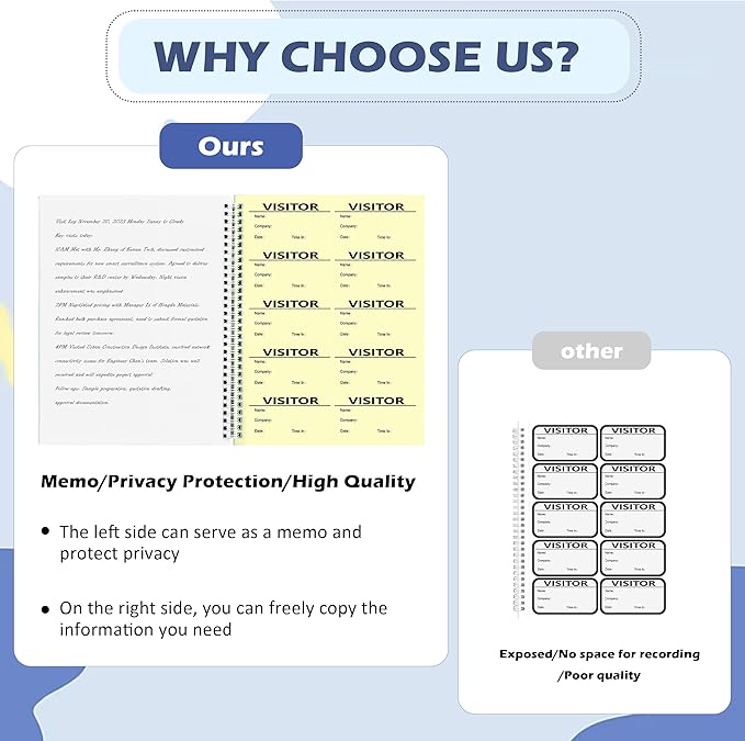 3 Pack Visitor Badges with Carbon Copy Visitor Stickers Letter Size Visitor Log Book Protecting Privacy Pages for School Church Business Visitor Pass Stickers 450 Visitor Badges 90 Memo Pages (3)