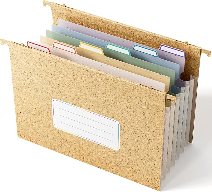 EcoStash Wheat Straw Expanding Hanging File Folders,1.2" Accordion Pockets File Organizer, Large Capacity, Letter Size for Filing Cabinet, 100% BPA Free, Return to Nature, Healthy Living- Wheat Yellow