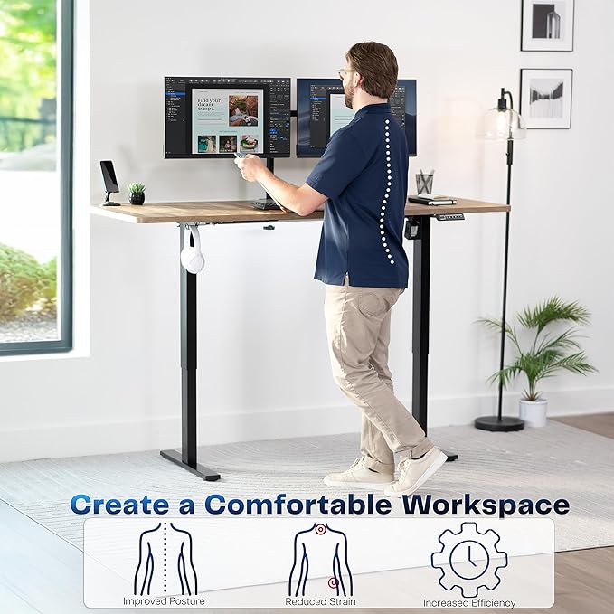 VIVO Electric 71 x 30 in Standing Desk, Memory Height Adjustment, 1B Series, Holds 220 lbs, Reclaimed Wood Top Black Frame, DESK-KIT-1B7P