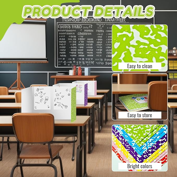 Cinrobiye 24 Pcs Inspirational Privacy Folders Standard for Students Cardboard Shields Test Privacy Boards Motivational Words Desk Dividers Shield for Classroom School Study Supplies (Colorful)