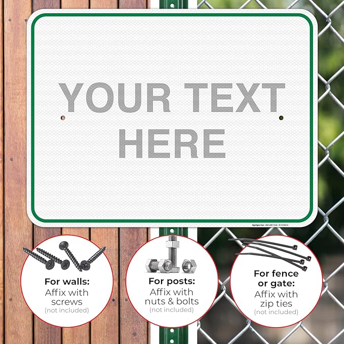 Custom Sign, Personalized Metal Signs, Customize for Office, Business, Workplace, Home, Airbnb, Delivery Green Signs, 18x24 Inches, 3M EGP Reflective .080 Aluminum, Fade Resistant, Made in USA