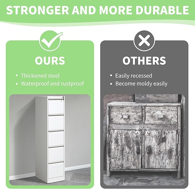 OPTYMIRA Metal File Cabinet with Drawer Heavy Duty Locking File Cabinets Home Office Steel Filing Cabinet Vertical File Cabinets for Legal/Letter Size File,Assembly Required