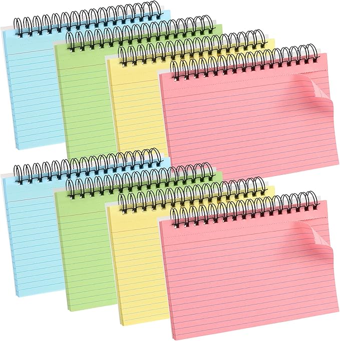 Koogel 400PCS Colored Index Cards, 4x6 Ruled Index Cards with Rings for Back to School, Heavy Notecard Study Flashcard with Waterproof Cover for Studying To Do List School College Supplies, 4 Colors
