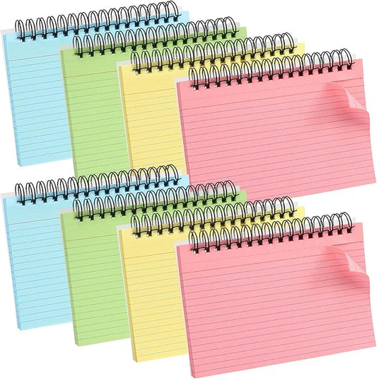 Koogel 400PCS Colored Index Cards, 4x6 Ruled Index Cards with Rings for Back to School, Heavy Notecard Study Flashcard with Waterproof Cover for Studying To Do List School College Supplies, 4 Colors