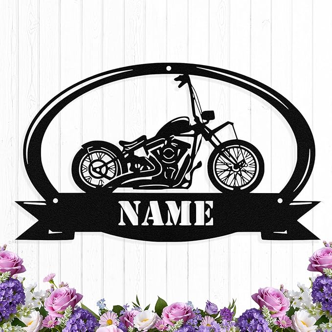 Custom Motorcycle Metal Sign Personalized Biker Name Signs Custom Garage Motorbikes Wall Art Motorcycle Sign Men Room Decor Gifts for Men Husband Rider