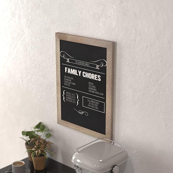 HBCY Creations 18" X 24" Weathered Lightwash Solid Wood Frame Wall Chalkboard, Magnetic Surface, Home Décor, Restaurant & Café Menus, Blackboard, Includes Chalk, Eraser & Hanging Hardware
