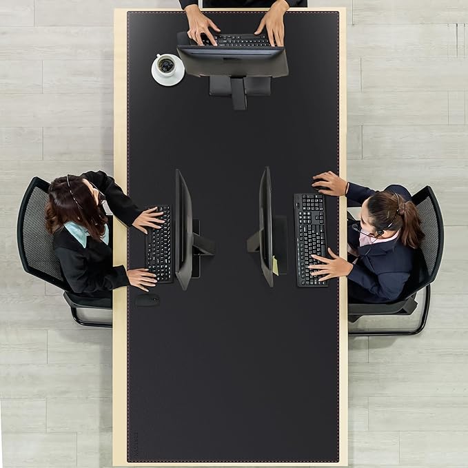 ZORESYN Office Desk Pad 74.8x35.4inch, Large Mouse pad Desk Mat, Waterproof PU Leather Desk Blotter Protector Desk Accessories with Non Slip Base for Home Office (Black)