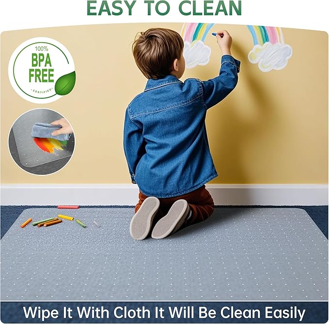 Office Chair Mat for Carpet - Clear Thick Desk Chair Mat for Carpet Plastic Floor Mats for Rolling Work and Gaming Chairs with Studs for Low Pile, Flat and No Carpeted Floors