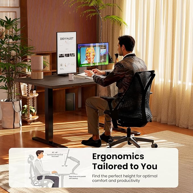Ergear Height Adjustable Electric Standing Desk, 40 x 24 Inches Sit Stand up Desk, Memory Computer Home Office Desk (Espresso)