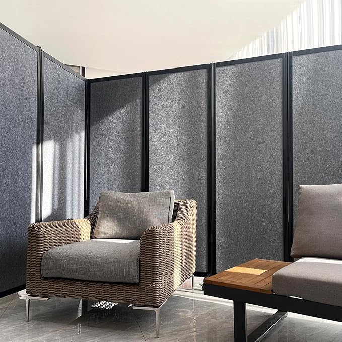 Strongbird Office Divider,Room Partition, Privacy Partition Separator,Portable Commercial Screen Dividers,Classroom School Dividers,10'6"W x 6'7"H,5 Panel,Grey